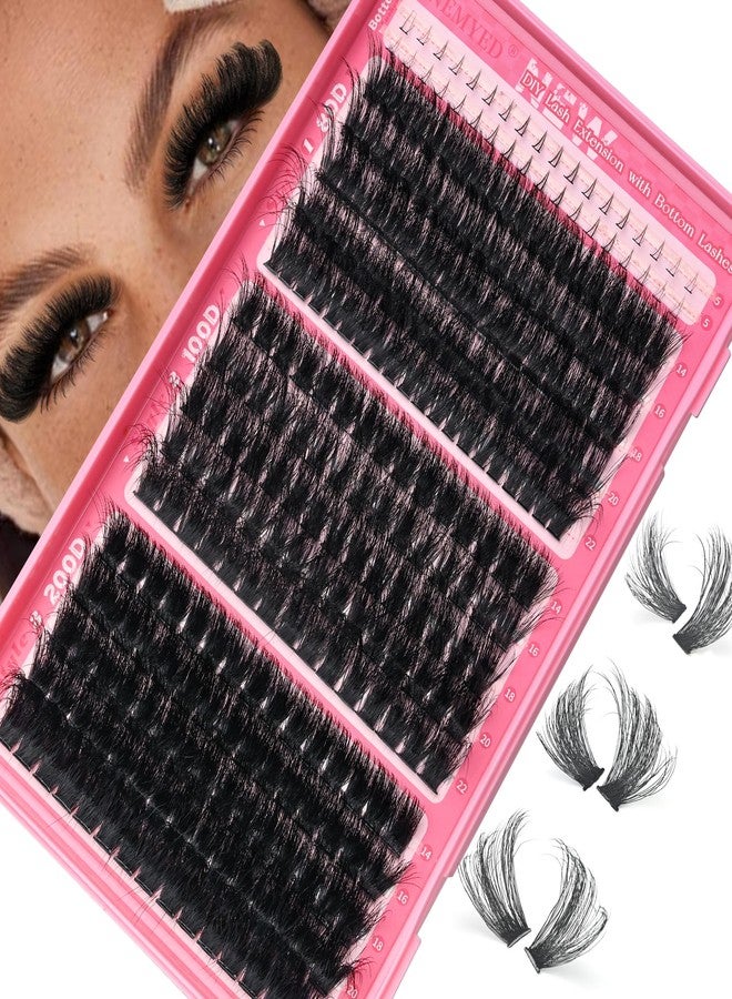 FOINEMYED Lash Clusters with Bottom Lashes Thick 80D+100D+200D Volume Eyelash Clusters 14-20mm Lash Clusters 3 Style D Curly Individual Eyelash 300pcs DIY Lash Extension for Beginners by FOINEMYED - Image 1